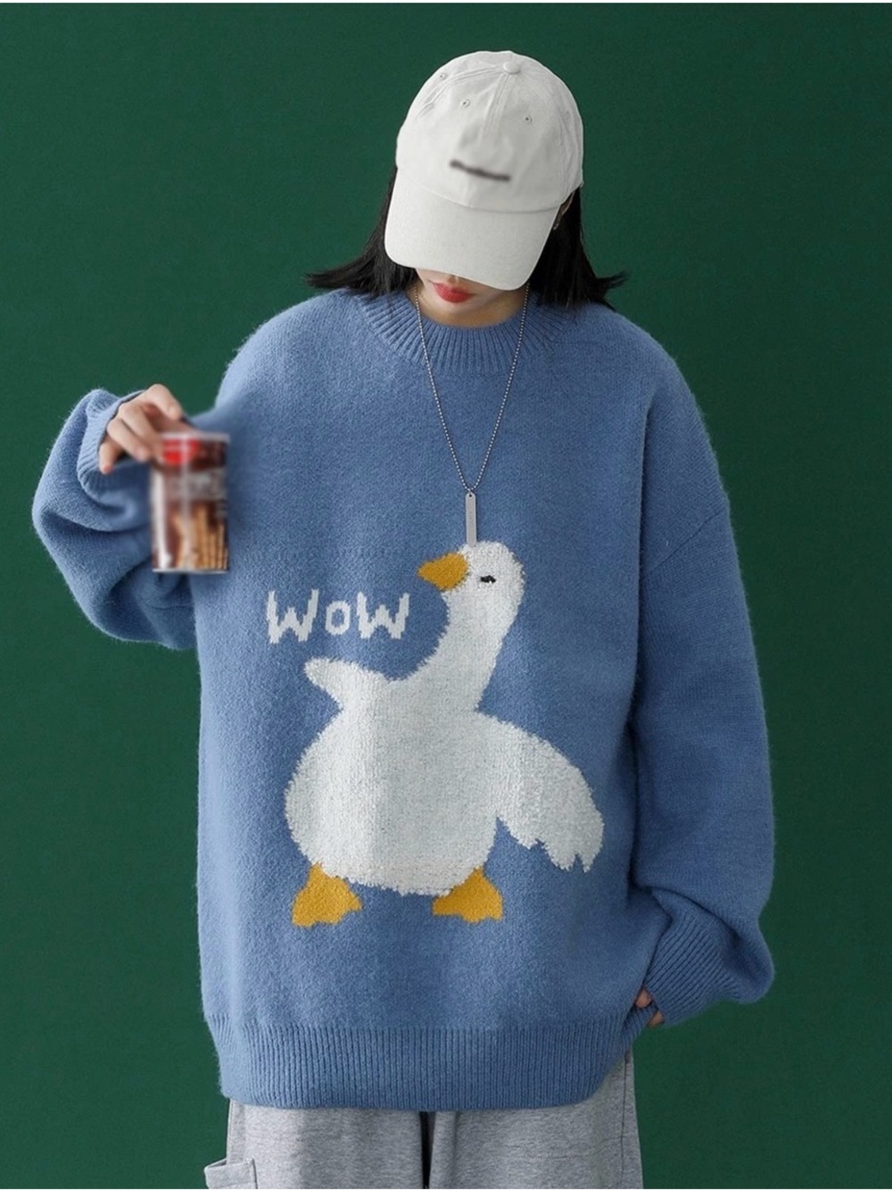 Aelfric Eden Graphic Goose Oversized Unisex Sweater Blue Size Medium